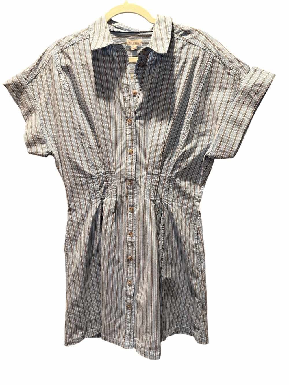 Anthropologie Pilcro Bobbi Light Blue Striped Mini Dress - Picture 2 of 6